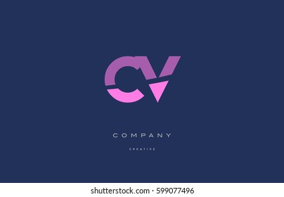 cv c v  pink blue pastel modern abstract alphabet company logo design vector icon template 