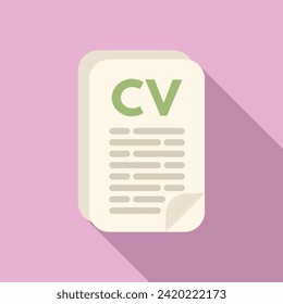 Cv care paper icon flat vector. Review crew deal. Hr applicant