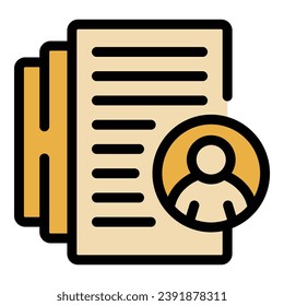 Cv career icon outline vector. Vacancy job. Team post color flat