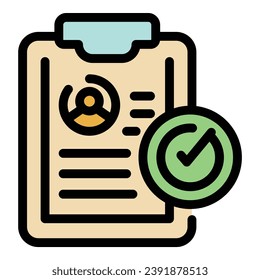 Cv clipboard icon outline vector. Hiring team. Recruit chair color flat