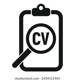 Cv clipboard search icon simple vector. Resume company. Hunting research