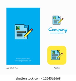 CV Company Logo App Icon and Splash Page Design. Creative Business App Design Elements