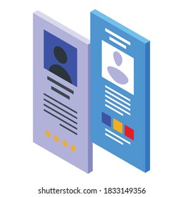Cv comparison icon. Isometric of cv comparison vector icon for web design isolated on white background