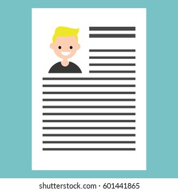 CV conceptual illustration. Flat editable clip art, vector