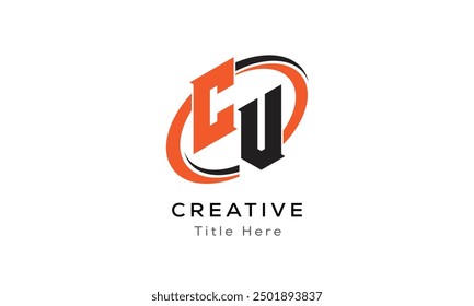 CV creative letter logo with circle area. Initial letter CV linked circle uppercase monogram logo. CV initial letter logo vector design.