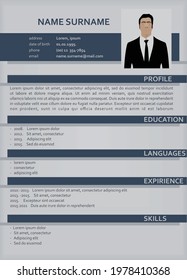 CV. Curiculum vitae template. vector