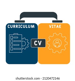 CV - Curriculum Vitae acronym. business concept background. vector illustration concept with keywords and icons. lettering illustration with icons for web banner, flyer, landing pag