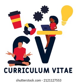 CV - Curriculum Vitae acronym. business concept background. vector illustration concept with keywords and icons. lettering illustration with icons for web banner, flyer, landing pag