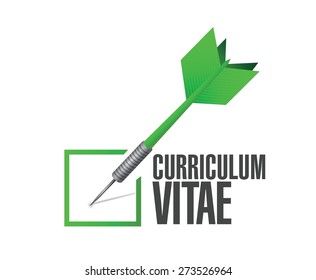 cv, curriculum vitae check dart sign concept illustration design over white