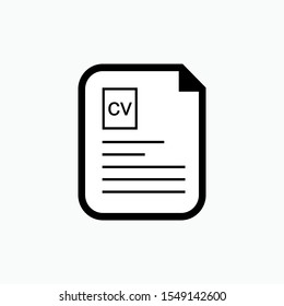 CV : Curriculum Vitae Icon - Vector, Sign and Symbol for Design, Presentation, Website or Apps Elements.