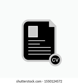CV : Curriculum Vitae Icon - Vector, Sign and Symbol for Design, Presentation, Website or Apps Elements.