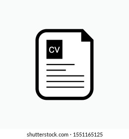 CV : Curriculum Vitae Icon - Vector, Sign and Symbol for Design, Presentation, Website or Apps Elements.