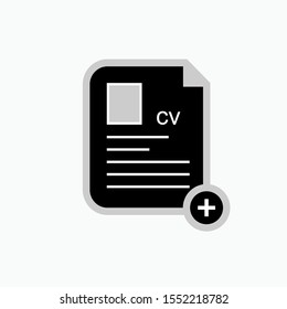 CV : Curriculum Vitae Icon - Vector, Sign and Symbol for Design, Presentation, Website or Apps Elements.
