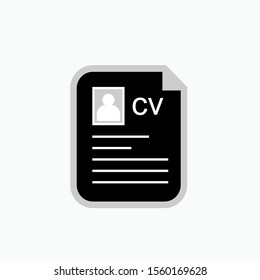 CV : Curriculum Vitae Icon - Vector, Sign and Symbol for Design, Presentation, Website or Apps Elements.