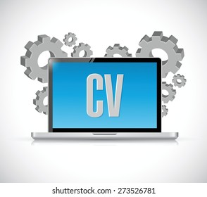 cv, curriculum vitae technology computer sign concept illustration design over white