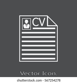 CV document icon isolated sign symbol and flat style for app, web and digital design. Vector illustration.