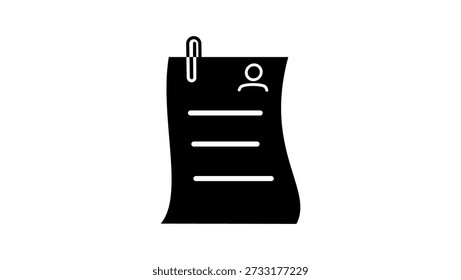 Símbolo de documento CV, silueta aislada negra