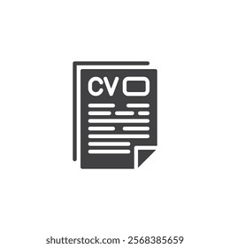 CV document vector icon. filled flat sign for mobile concept and web design. Write Resume glyph icon. Symbol, logo illustration. Vector graphics