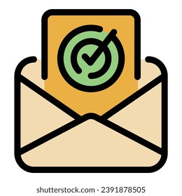 Cv email icon outline vector. Team post. Vacancy job color flat