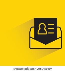 cv envelope with shadow on yellow background vector