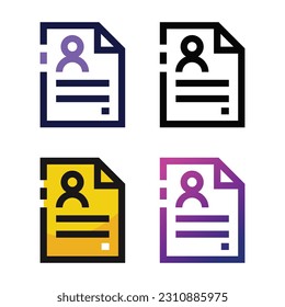 Diseño de icono de archivo CV en cuatro colores de variación