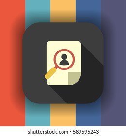 CV flat icon with long shadow, vector illustration
