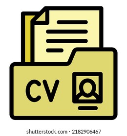 Cv Folder Icon Outline Vector. Search Candidate. Online Career