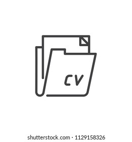 CV folder outline icon. linear style sign for mobile concept and web design. Curriculum simple line vector icon. Symbol, logo illustration. Pixel perfect vector graphics