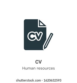 Cv glyph icon vector on white background. Flat vector cv icon symbol sign from modern job resume collection for mobile concept and web apps design.