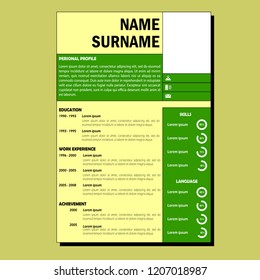 CV Green template and yellow background