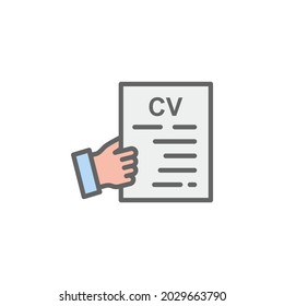 Cv hand outline colored icon. Elements of Business illustration line colored icon. Signs and symbols can be used for web, logo, mobile app, UI, UX