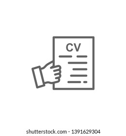 Cv  hand outline icon. Elements of Business illustration line icon. Signs and symbols can be used for web, logo, mobile app, UI, UX