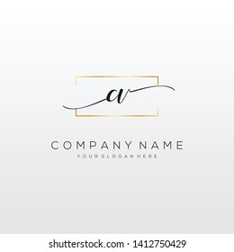 CV handwriting initial logo template vector.