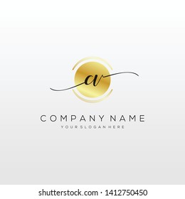 CV handwriting initial logo template vector.