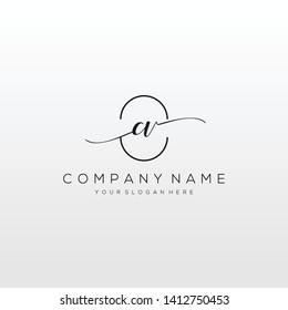 CV handwriting initial logo template vector.