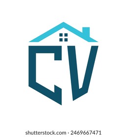 CV House Logo Design Template. Letter CV Logo for Real Estate, Construction or any House Related Business