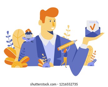 CV, Human Resources, Recruitment Concept for web page, social media. Vector illustration people select a resume for a job, people fill out the form, hiring employees, recruitment agency