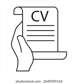 ícone CV. Candidatar-se a um emprego. Entrevista de emprego. isolado no fundo branco. ilustração vetorial	