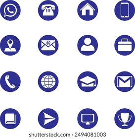 CV icon Blue Color, Blue color CV symbols, Professional CV icons  