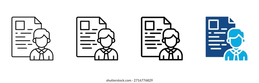 CV Ícone Estilo Diferente Contorno Coleção Conjunto Ilustração Vetor
