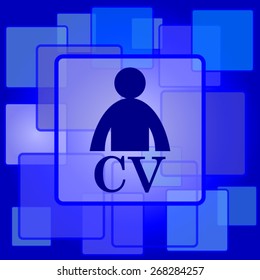 CV icon. Internet button on abstract background. 