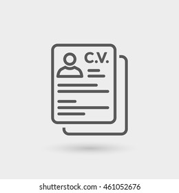 c.v. icon isolated. gray color with shadow