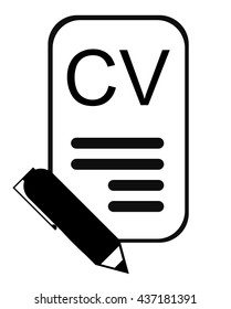 CV icon isolated on white background. Vector art.