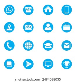 CV icon Light Blue Color, Light Blue color CV symbols, Professional CV icons