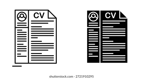 Icono de CV. Línea con trazo editable y plano para el Web
