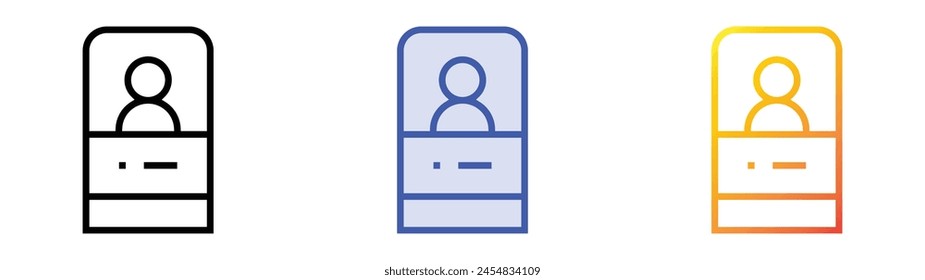 CV icon. Linear, Blue Fill and Gradient Style Design Isolated On White Background