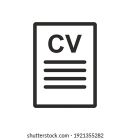 CV icon. Person resume. Applying for a job. Job interview. Vector icon isolated on white background.