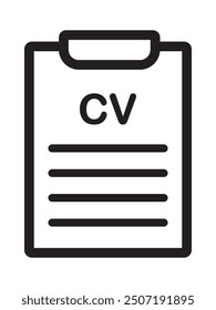 CV icon. Person resume. Applying for a job. Job interview. Vector icon isolated on white background. CV Resume. Job search, human resources, curriculum vitae, hr recruitment concept, flat style.