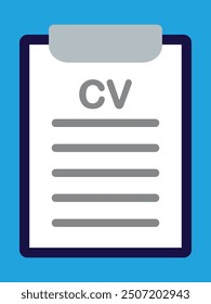 CV icon. Person resume. Applying for a job. Job interview. Vector icon isolated on white background. CV Resume. Job search, human resources, curriculum vitae, hr recruitment concept, flat style.