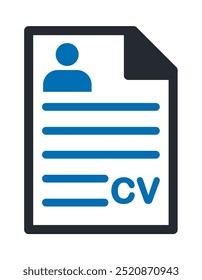 ícone CV. Retomar pessoa. Candidatando-se a um emprego. Entrevista de emprego. Ícone de vetor isolado no fundo branco. CV Currículo. Procura de emprego, recursos humanos, curriculum vitae, conceito de recrutamento hr, estilo plano.